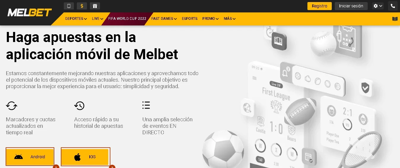 Android, iOS Melbet 